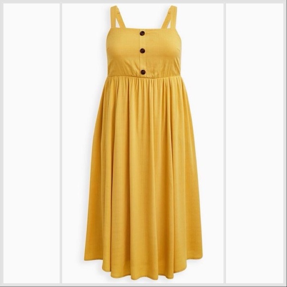 TORRID yellow crosshatched summer dress, 3X. - Picture 2 of 11